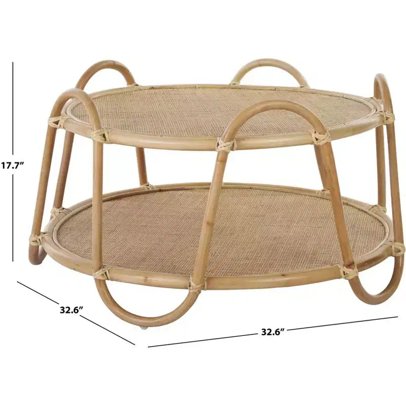 Tavolino rotondo in rattan, miele naturale, per interni