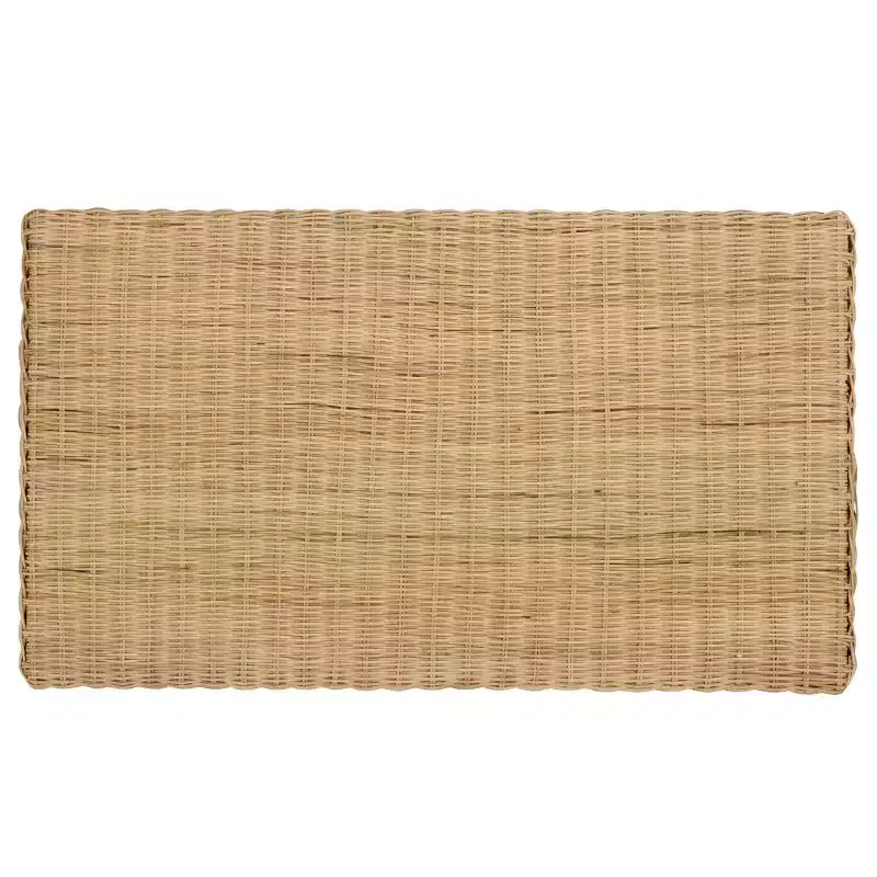 Tavolino da Caffè Rettangolare in Rattan Intrecciato, Struttura in Legno di Mango, Naturale