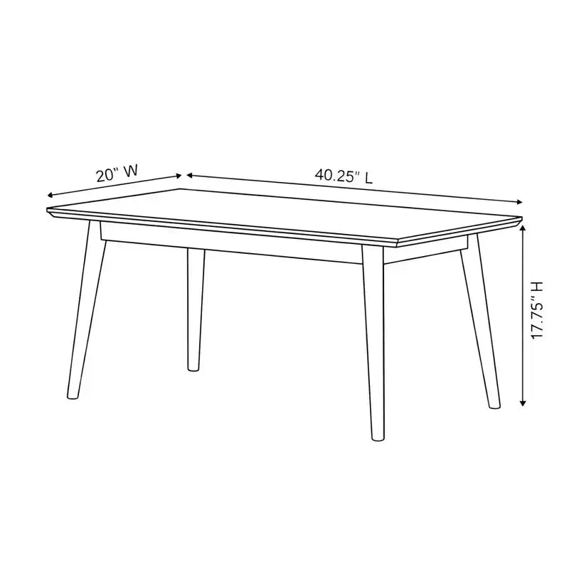 Tavolino rettangolare Mid-Century Modern, 102x51 cm
