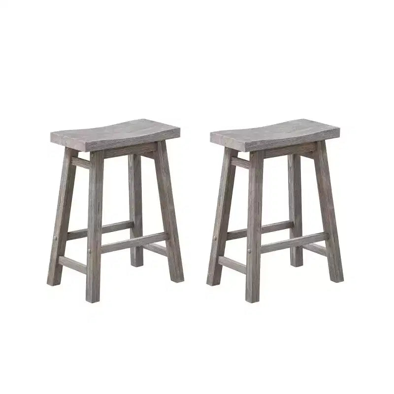 Set of 2 24" Sonoma Saddle Backless Counter Height Barstools, Acacia Wood - Boraam
