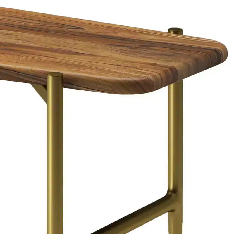 Panca da 46" in legno massello di acacia, finitura naturale, stile Mid-Century