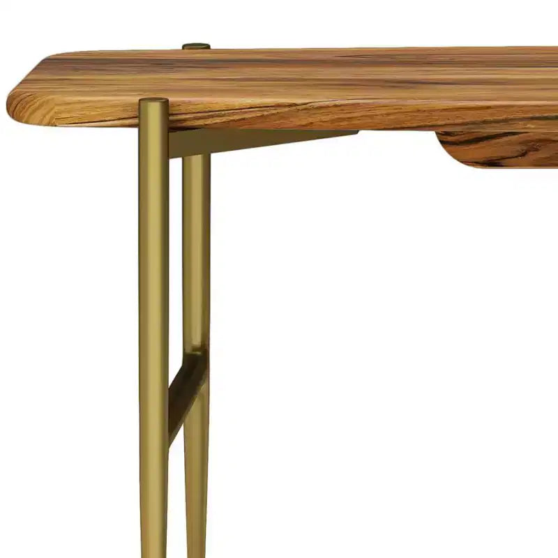 Panca da 46" in legno massello di acacia, finitura naturale, stile Mid-Century