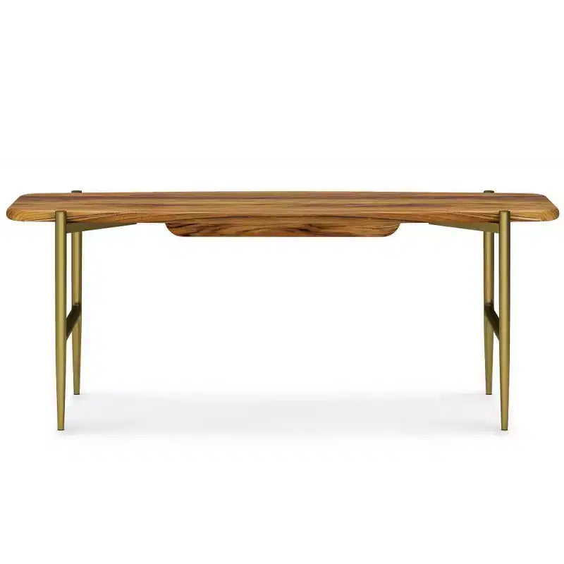 Panca da 46" in legno massello di acacia, finitura naturale, stile Mid-Century