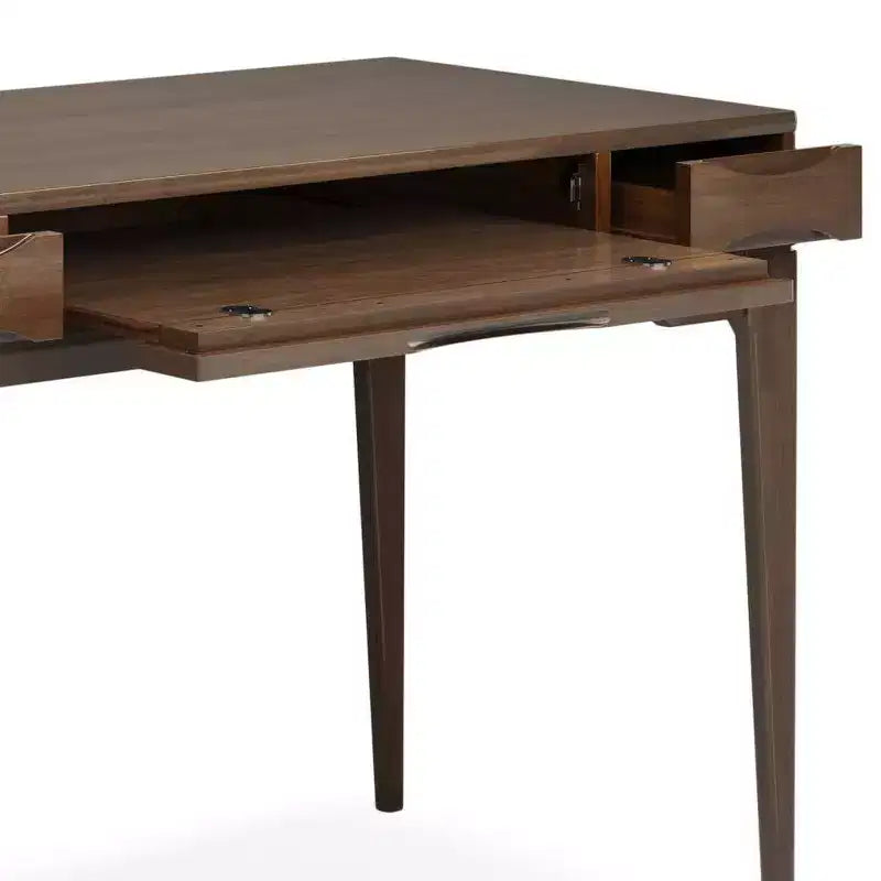 Scrivania direzionale marrone noce da 122 cm con vassoio per tastiera e schedario
