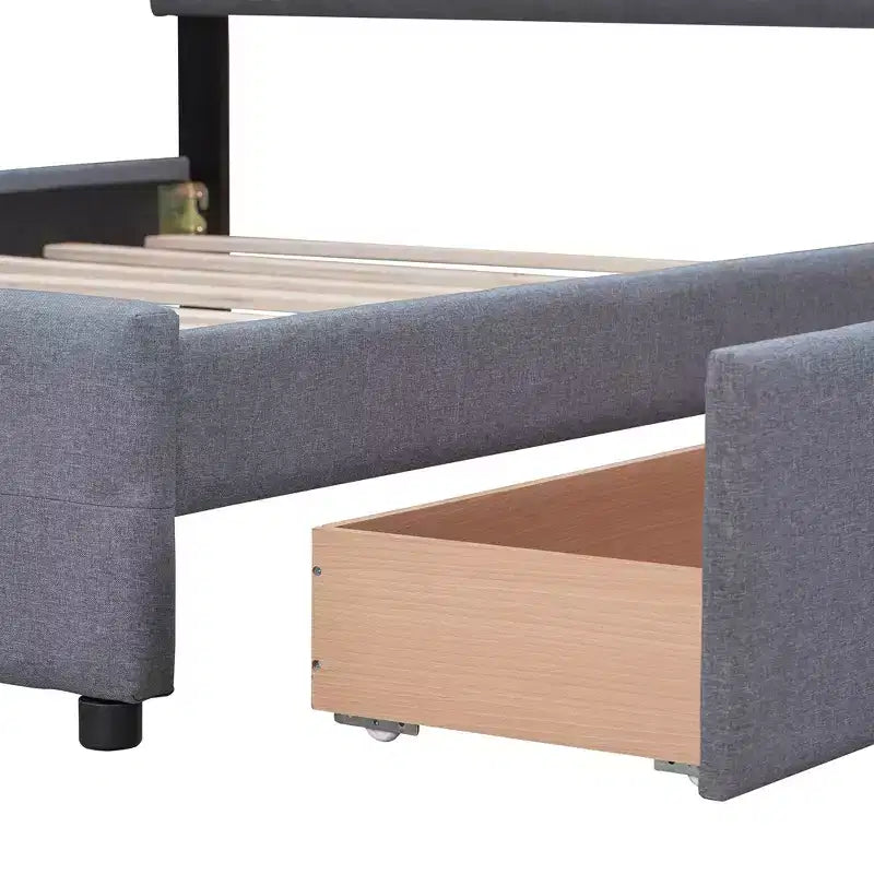 Letto matrimoniale con testiera capitonné e 4 cassetti contenitore