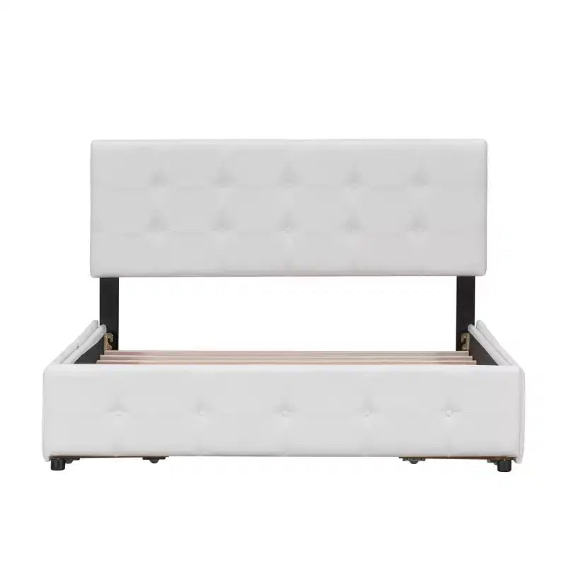 Letto matrimoniale con testiera capitonné e 4 cassetti contenitore