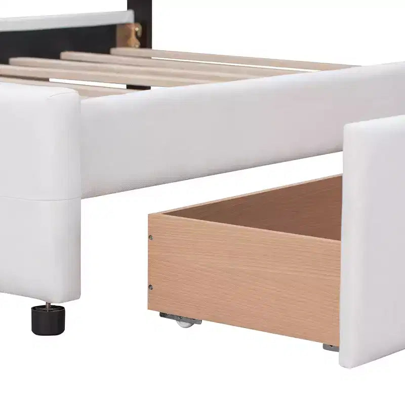 Letto matrimoniale con testiera capitonné e 4 cassetti contenitore