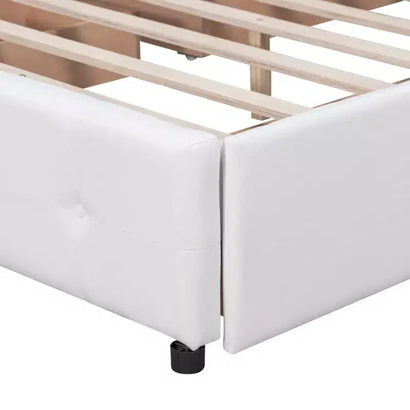 Letto matrimoniale con testiera capitonné e 4 cassetti contenitore