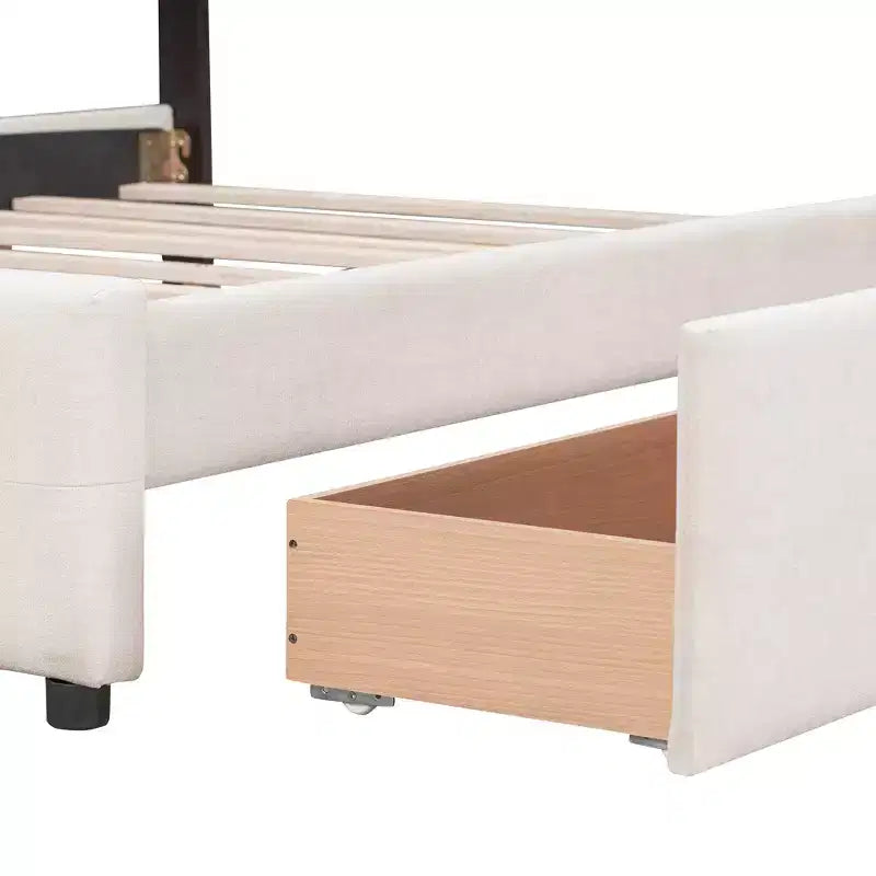 Letto matrimoniale con testiera capitonné e 4 cassetti contenitore