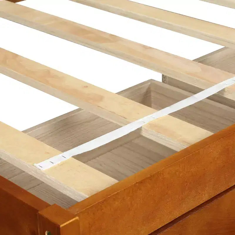 Letto a piattaforma singolo con 3 cassetti, Legno massello di pino