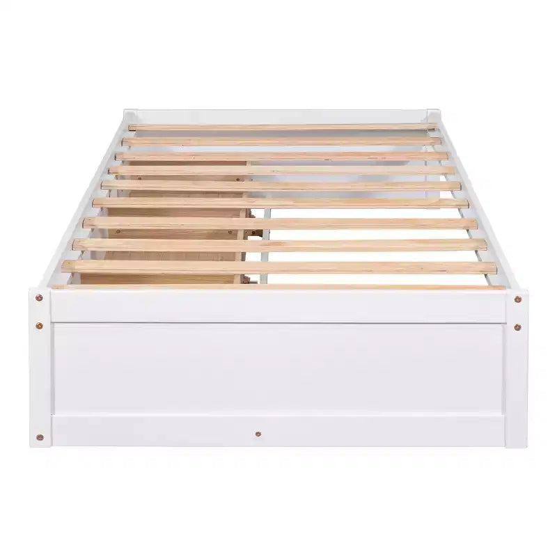 Letto a piattaforma singolo con 3 cassetti, Legno massello di pino