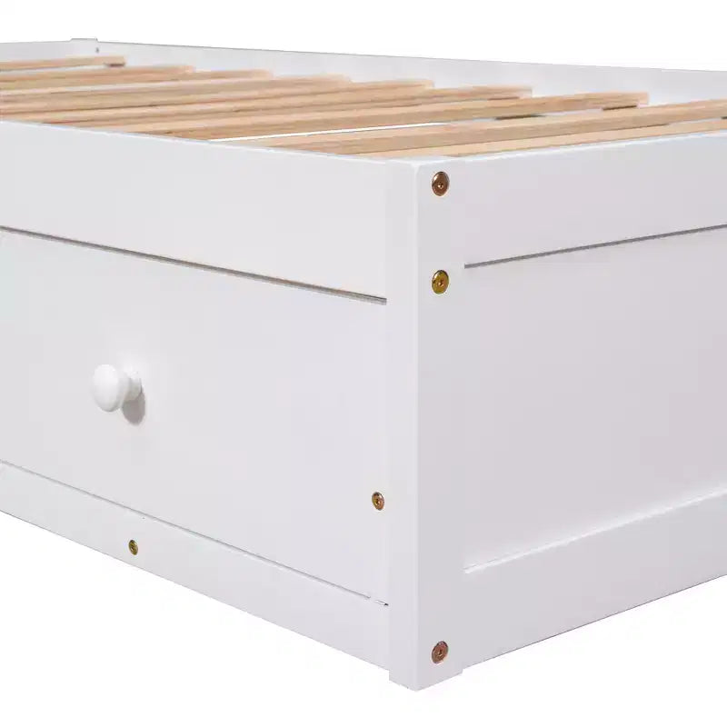 Letto a piattaforma singolo con 3 cassetti, Legno massello di pino