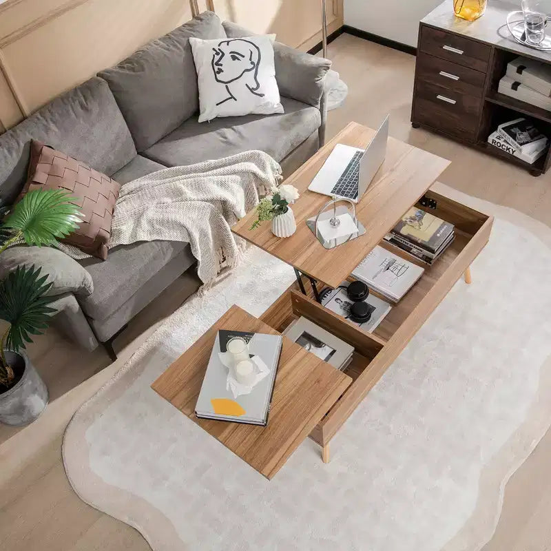 Tavolino da salotto con piano sollevabile da 47" e vani nascosti