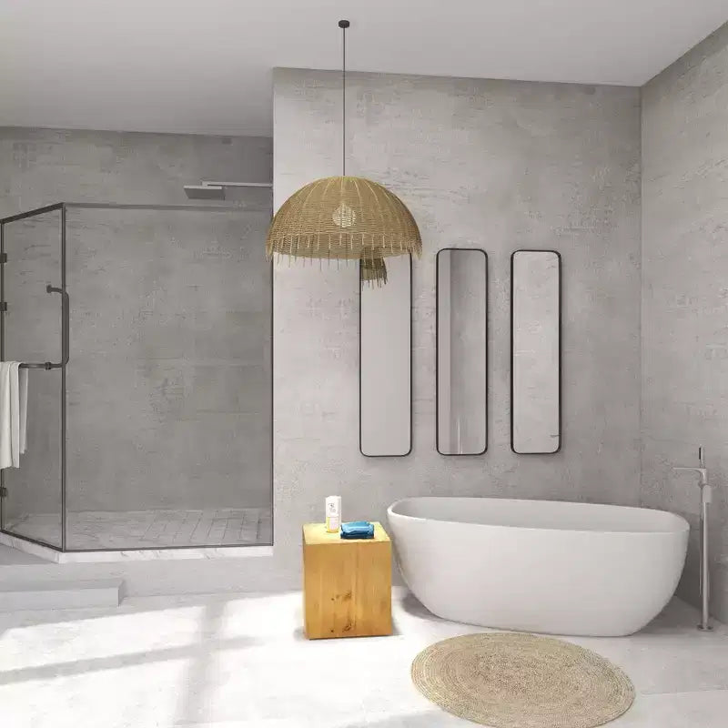 Specchio da parete rettangolare in metallo con cornice sottile, stile moderno