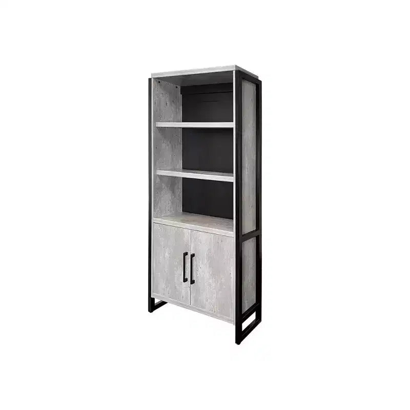 Libreria Moderna in Laminato Effetto Legno con Ante, Alta 198 cm
