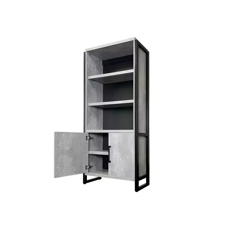 Libreria Moderna in Laminato Effetto Legno con Ante, Alta 198 cm