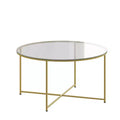 Emma and Oliver Glass Living Room Coffee Table with Crisscross Metal Frame